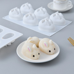 A2888 Six-Unit Internet-Famous Mousse Rabbit Silicone Mold for Soap, Featuring Realistic Design—Also Ideal as a Silicone Chocolate Mold or Ice Cube Tray.
