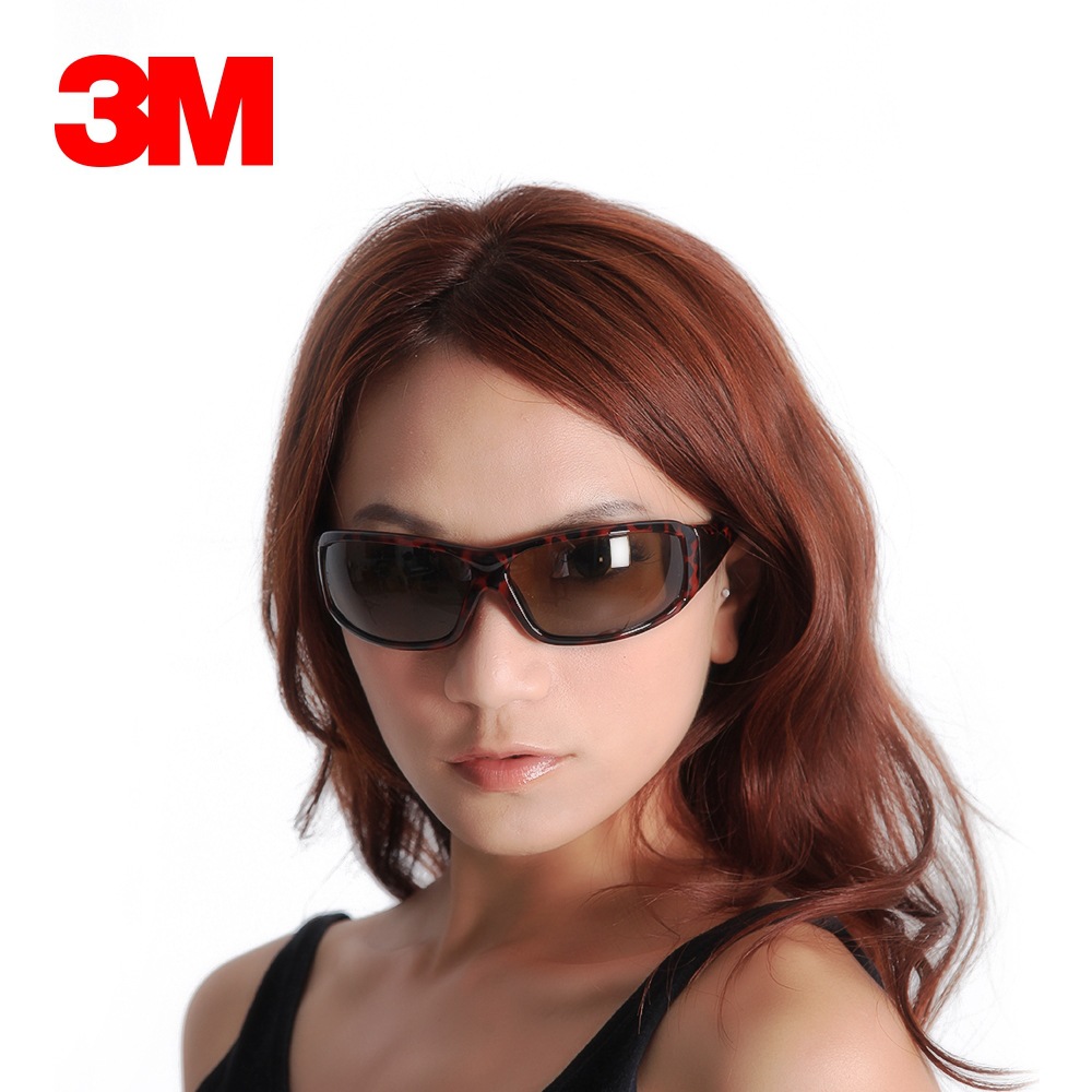3M眼镜茶色太阳镜阻隔紫外线女士时尚复古墨镜超轻耐磨防风防灰尘