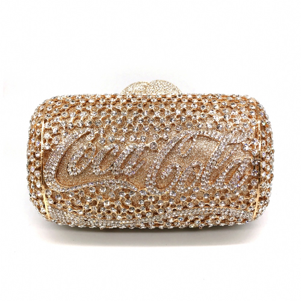 * letras huecas con diamantes bolsas de cena vestido de banquete bolsas de cristal de diamante llenas bolsas de mano bolsas de mujer Clutch Bag oro blanco