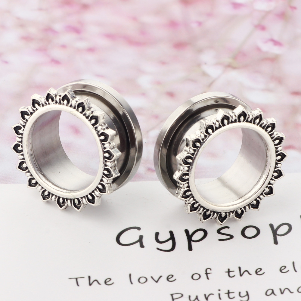 Rose Gold 16G Ear Expander Taper Stainless Steel Pulley Line Ear Stretcher Simple Geometric Body Jewelry detail image 8