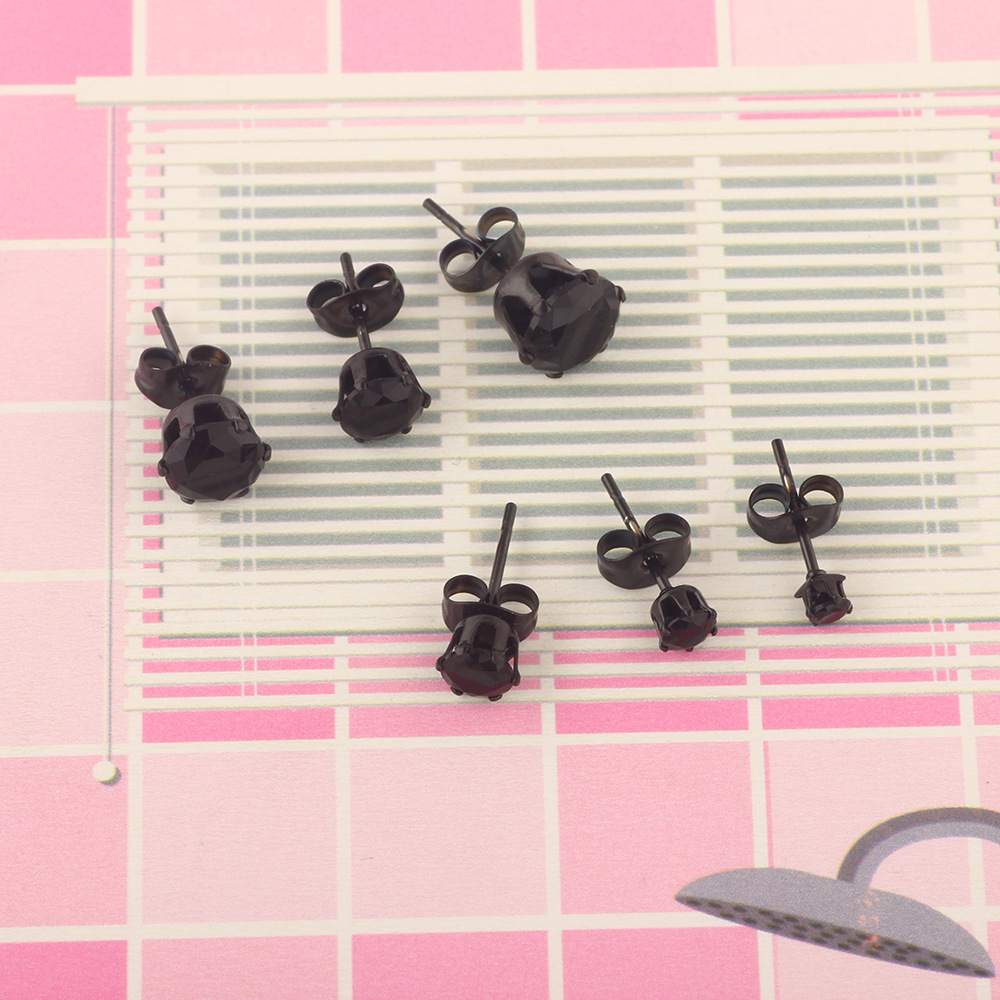 Cross border Korean Simple Round Zircon Earrings for Men and Women Ear Jewelry detail image 11