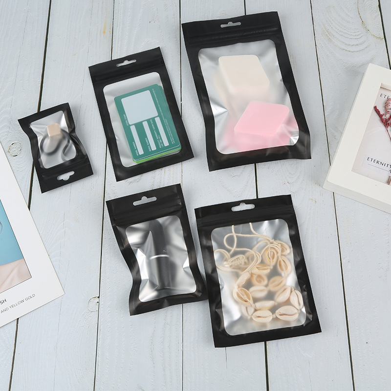 Bolso de la joyería bolsa de color ziplock esmerilado yin y yang bolsa de papel de aluminio digital electrónico bolsa de embalaje de productos en stock al por mayor