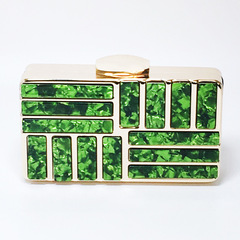 Marble-Striped Acrylic Evening Handbag for Women, Chain Shoulder Bag, Fashion Metal Makeup Clutch