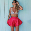 Wide leg button flared short hot pants