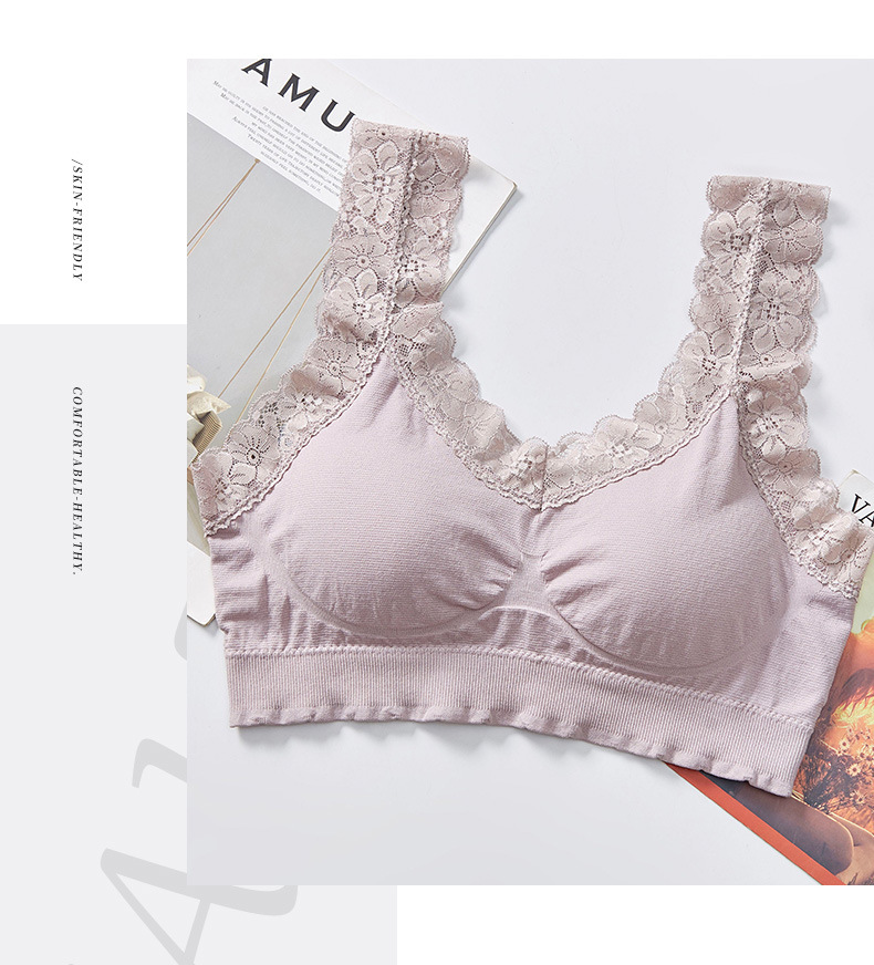The popular lace queen with wide shoulder straps, pure cotton lining, beautiful back wrap around the chest, no steel rings to prevent exposure, sporty yoga strapless detail image 15