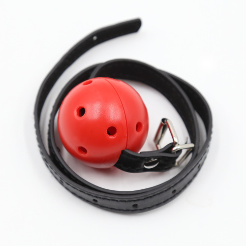 Wholesale Adult Sex Toy Mouth Plug in Red, Hollowed-Out Hard Ball with Narrow Red Leather Pin-Clasp Design – Drop Shipping Available