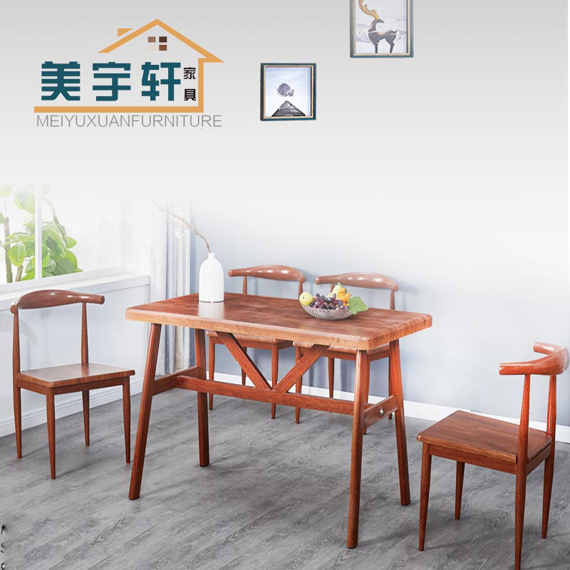 Manufactor customized rectangle Restaurant Restaurants Tables and chairs combination Small apartment household dining table dining table and chair wholesale