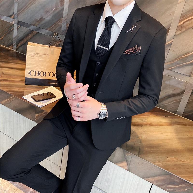 Suit suit men three-piece casual Korean version of the slim business casual small suit jacket wedding banquet dress