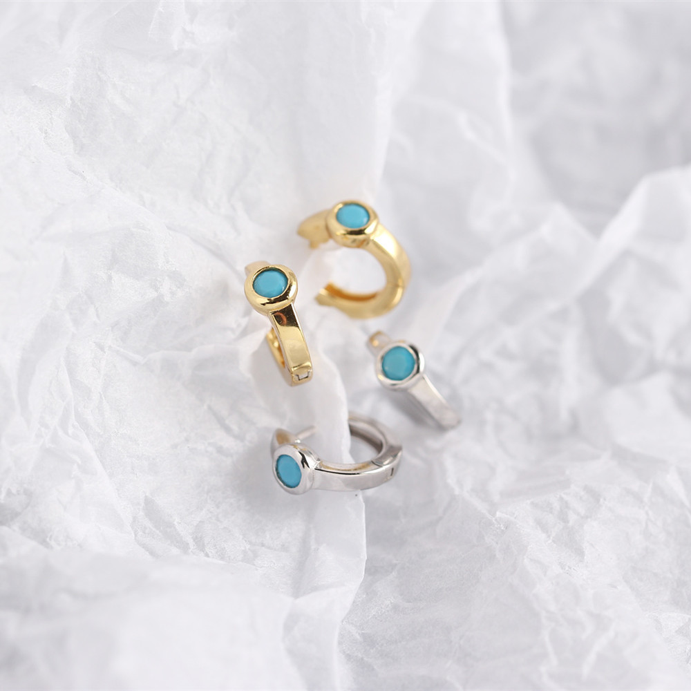 Wedding, Travel Occasion S925 Sterling Silver Blue Zircon Ear Buckle Wholesale Nihaojewelry