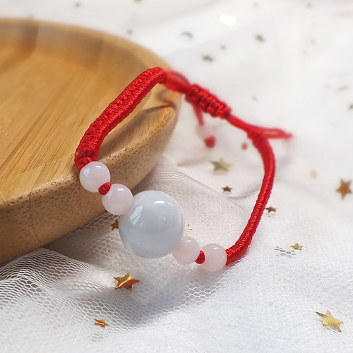 Jadeite jade red rope bracelet zodiac animal year Panguishu lucky money attracting treasure stall hand-woven accessory decoration