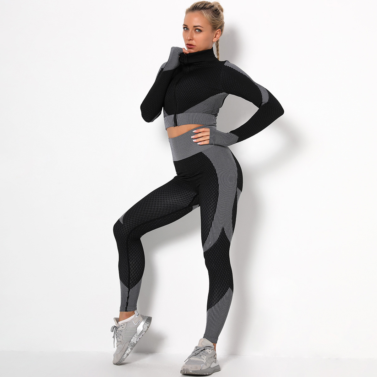 Seamless Knitted Jacquard Hip Fitness Suit NSLX9014
