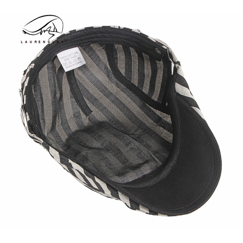 New men's beret wholesale Korean style fashionable spring and summer thin peaked cap for women breathable striped forward hat trendy