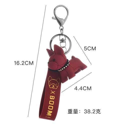 Gold-painted French bulldog dog keychain creative cute cartoon Shiba Inu small pendant for couples' school bags wholesale