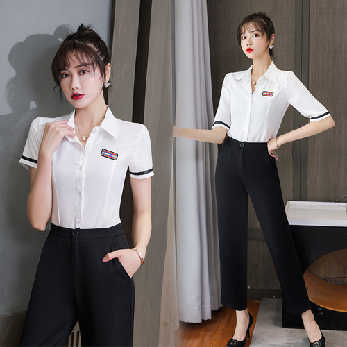 New Style Foot Bath Therapist Set Pants Sauna Massage Worker Uniform Hotel Front Desk Uniform Beauty Therapist Short Sleeve