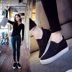 Women's Thick-soled Platform Canvas Shoes 2024 Spring New White Shoes Versatile Fashion Slip-on Ankle Shoes