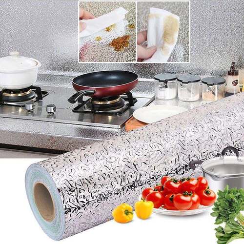 Kitchen Oil-Proof Sticker Waterproof Moisture-Proof High-Temperature Resistant Self-Adhesive Fume Hood Range Hood Stove Aluminum Foil Sticker Tin Foil Thickened