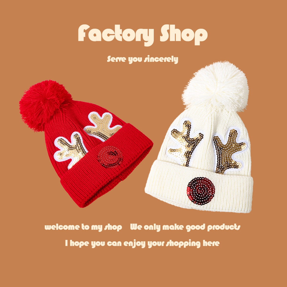 Children's Christmas Deer Knit Hat display picture 3