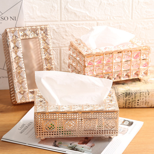 Fancy Creative Crystal Tissue Box European Bathroom Tissue Box Tissue Paper Box Home Storage Box Napkin Box