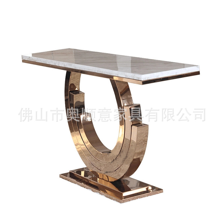 北欧简约现代大理石玄关桌金色玄关台条几条案长条窄桌靠墙桌