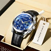 朗利士 Men's waterproof calendar, swiss watch, fashionable men's watch, sports quartz watches, Korean style, genuine leather