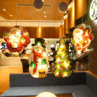 Amazon hot selling LED sucker window hanging lights Christmas decoration atmosphere scene layout holiday decoration lights