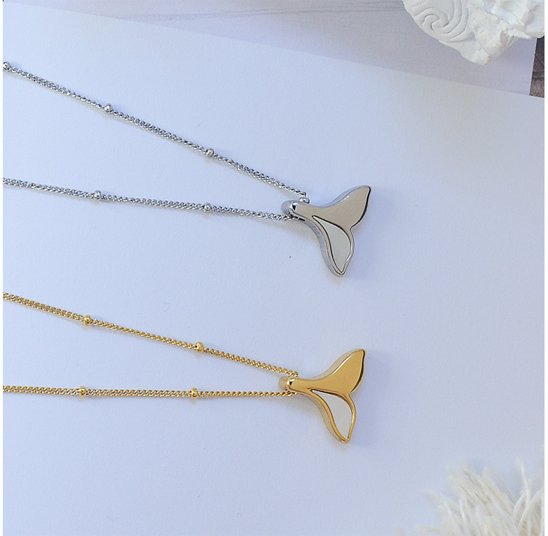 Light Luxury All-match Mermaid Tail Shell Dolphin Clavicle Titanium Steel Necklace display picture 7