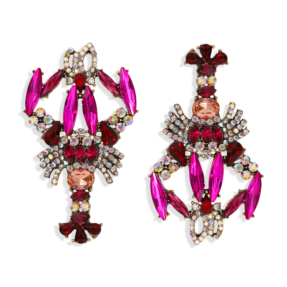 Fashion Exaggerated Personality Color Diamond Crayfish Earrings Niche Design Fashion Cute Fashion Earrings Wholesale Nihaojewelry display picture 16