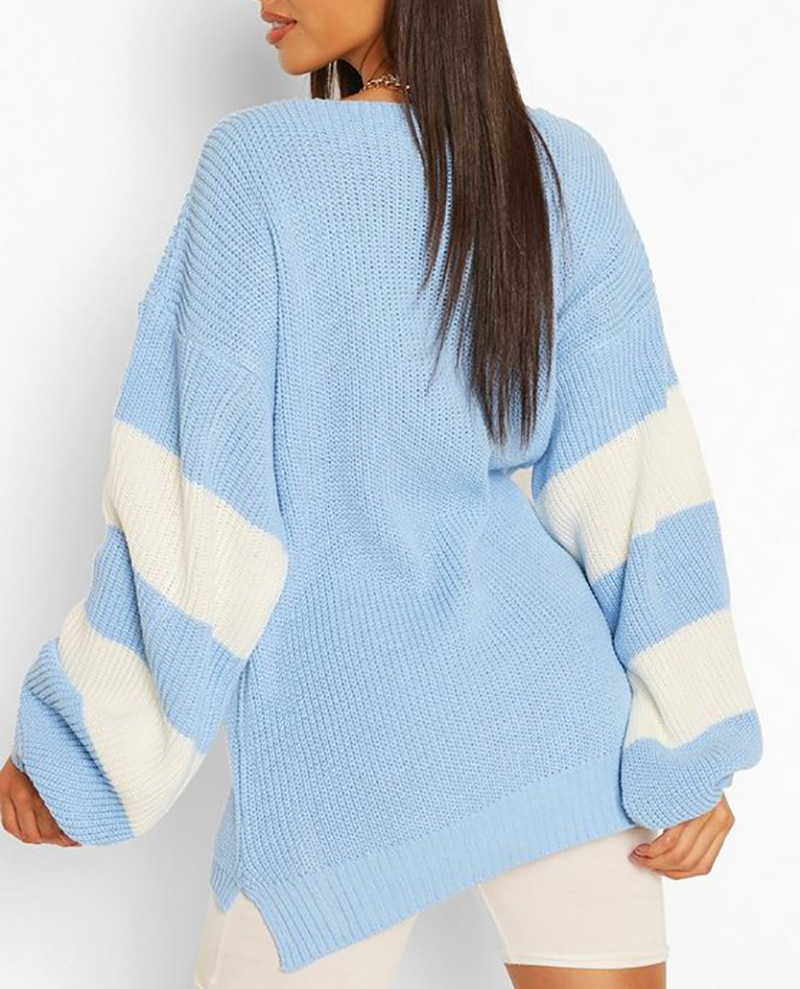 solid color lantern sleeve sweater NSLK10912