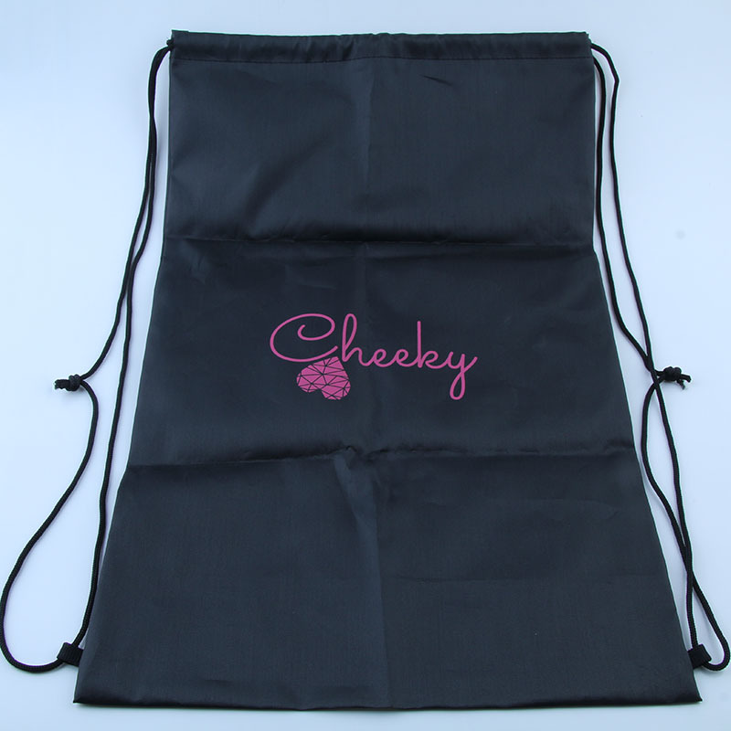 厂家批发 抽绳束口涤纶袋 36*55黑色涤纶双肩背包袋 束口袋定制