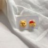 Cartoon asymmetrical earrings, cute Japanese ear clips, silver needle, silver 925 sample
