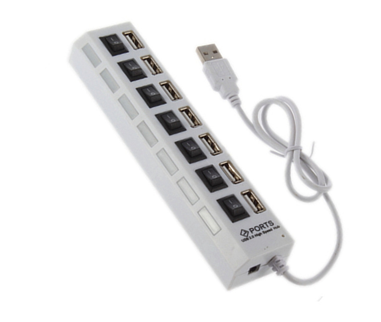 (2개) 7 포트 HUBUSB 허브 독립적 인 스위치 허브 7 위치 확장 스플리터 7 홀 USBHUB 허브
