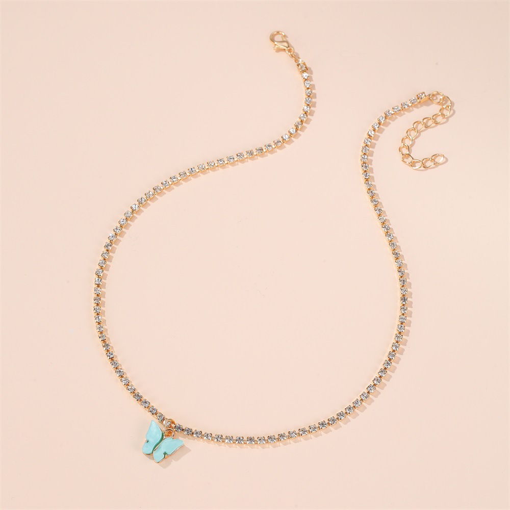 butterfly necklace wild colorful butterfly clavicle chain temperament simple butterfly pendant whole