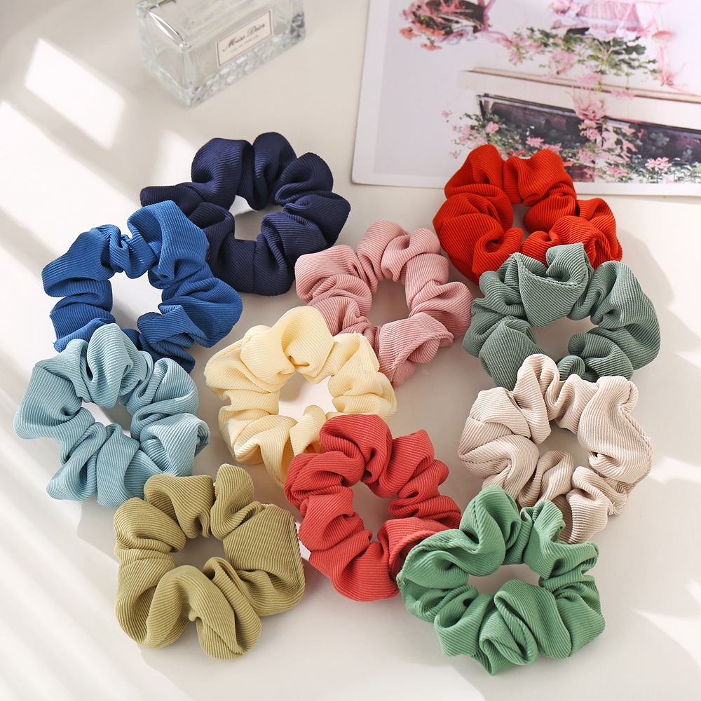 Fashion Hair Scrunchies Retro Hair Rope Ring Solid Color Cloth Hair Tie Hair Rope Wholesale Nihaojewelry display picture 14