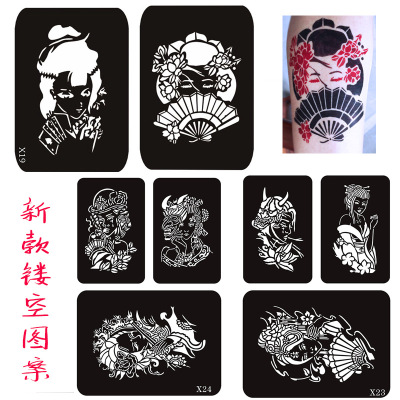 纹身模板 镂空3d果汁纹身贴ins字母纹身刺青临时纹身定制批发