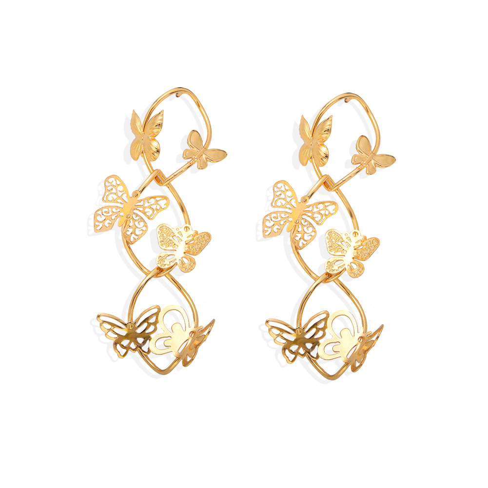 Fashion Multi-layer Butterfly Earrings Retro Forest Insect Long Star Wild Earrings Jewelry Wholesale Nihaojewelry display picture 11