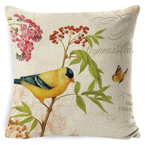 Cross-border American country flower and bird sofa pillow cushion car lumbar support bedside backrest office cushion