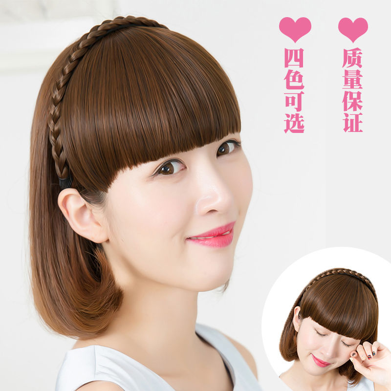 假发片头饰韩版逼真自然发辫假刘海发箍头帘成人刘海假发女一刀齐|ms