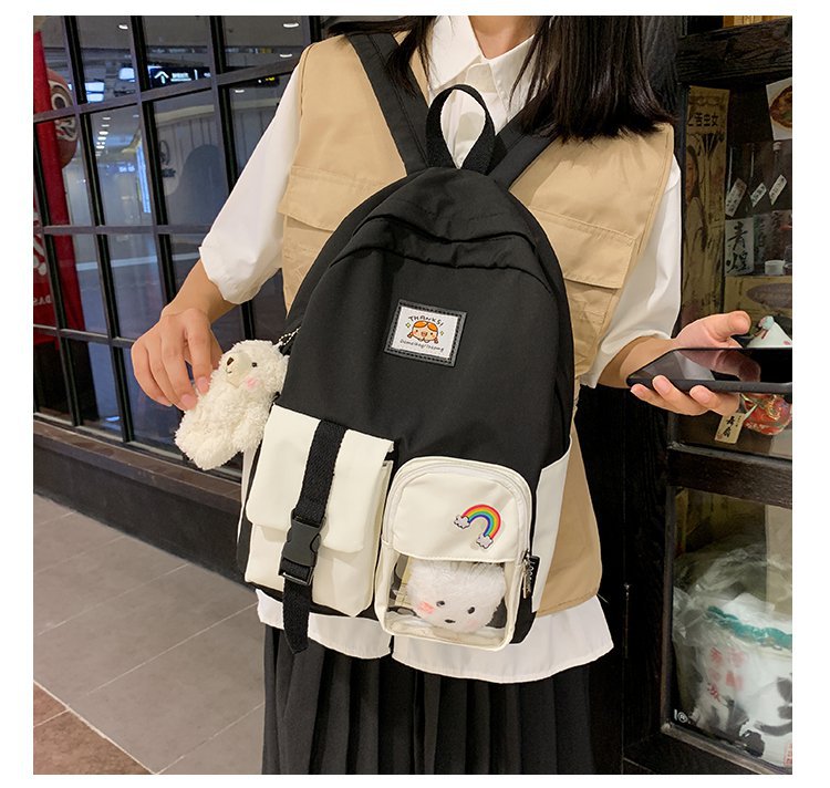 Korean Student Hit Color Backpack Soft School Bag display picture 17