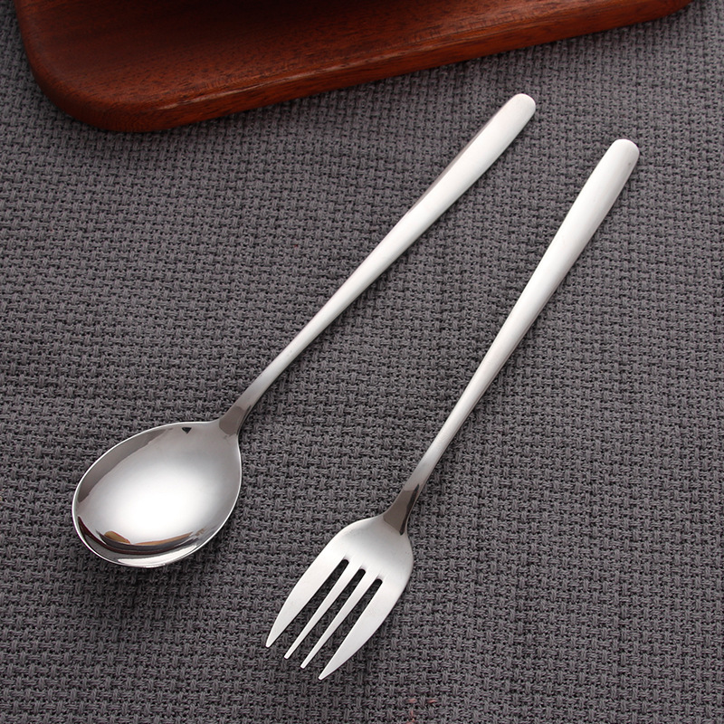 圆尾韩式不锈钢勺子创意餐具时尚主餐汤匙酒店餐厅长柄搅拌调羹勺