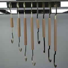 北歐實木原木色s掛衣鈎 服裝店掛鈎衣服s型加長掛版s鈎木質吊掛