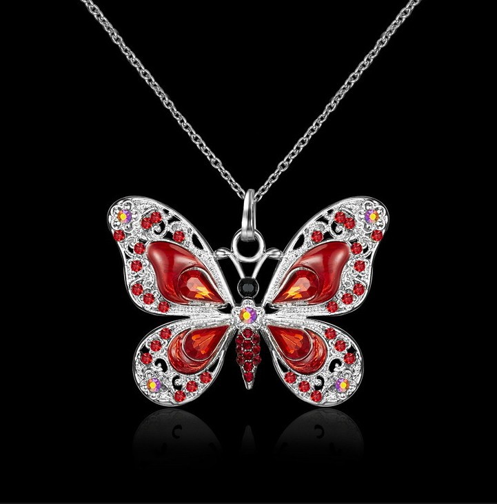 1 Piece Cartoon Style Butterfly Alloy Inlay Rhinestones Women's Necklace display picture 2