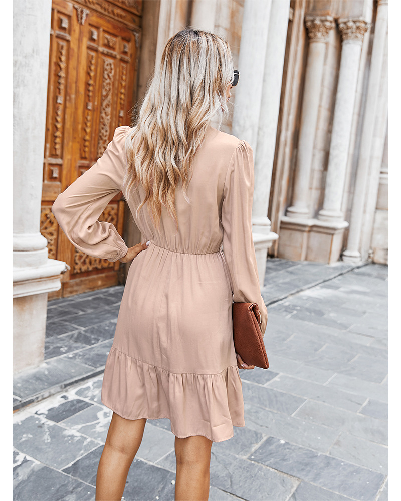 women s clothing 2020 new autumn solid color tie rope dress NSKA198