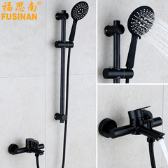 黑色烤漆 304不鏽鋼明珠淋浴花灑套裝浴室沐浴升降架噴頭三聯龍頭