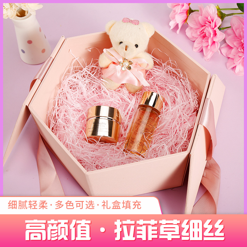 Factory wholesale 1.5mm fine wire festive supplies gift box filler 1 kilogram colorful raffia grass shredded paper wire