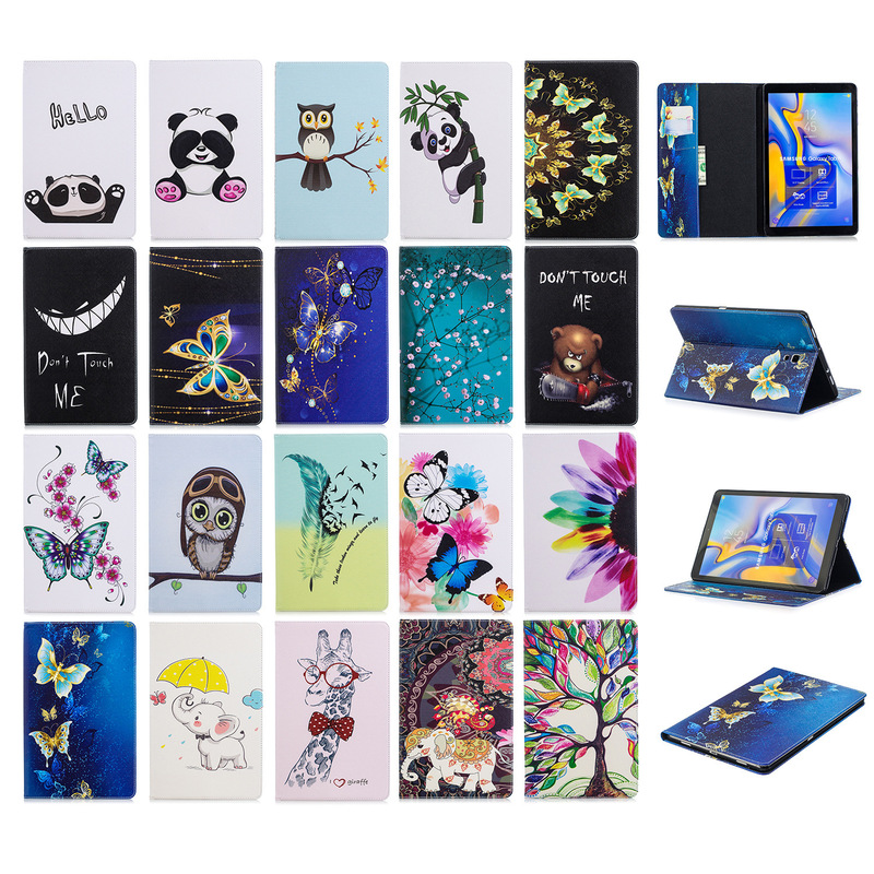 For Samsung Galaxy Tab S7 Painted Leather Case T290 Flat Protective Case T590 Card Holder T870