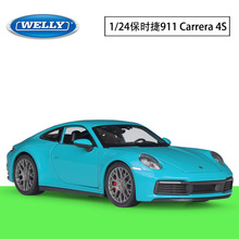 WELLY威利 1:24保時捷911 Carrera 4S仿真合金汽車模型收藏擺件