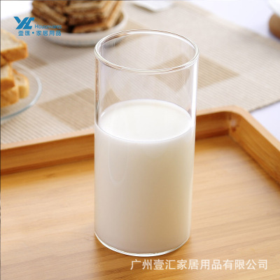 冷热两用高硼硅玻璃杯透明圆形直筒水杯ins早餐杯厂家可加热杯子