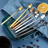 304 stainless steel square spoon golden coffee mixing spoon creative long handle bar ice spoon Mark cup gift spoon