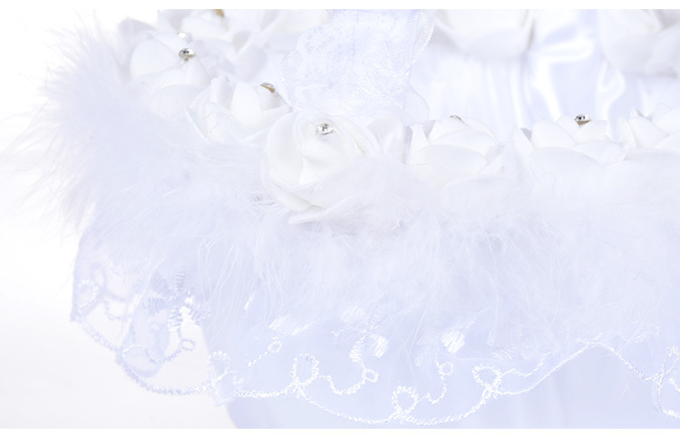 Cross-border new European-style ostrich wool rose hand-held handmade flower basket, creative bride wedding flower basket, children's flower basket detail image 7