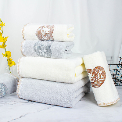 純棉毛巾高檔禮品老婆老公套裝浴巾加厚柔軟吸水面巾可定制LOGO